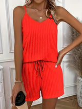Hristina – Bequemes Zweiteiliges Sommer Set Mit Trägern – Rot