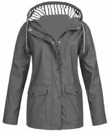 Ilektra – Elegante Langärmelig Wasserdicht KapuzenPullover – Grau