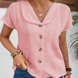 Rosa - Lässige Bluse mit Knöpfen vorne – Rosa