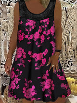 Samudri - Lockeres Armelloses Maxi Kleid Mit Rundhalsausschnitt – Rose Rot