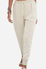 Josephine | Kordelzug Knöchelbündchen Joggerhose – Beige