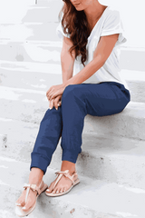 Josephine | Kordelzug Knöchelbündchen Joggerhose – Marineblau