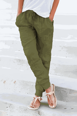 Josephine | Kordelzug Knöchelbündchen Joggerhose – Armeegrün