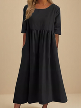 Linnea | Leichtes Baumwollkleid – Schwarz