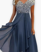 Damen Elegantes Festliches Kleid | Vielseitig – Silber blau