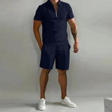 Herren Elegantes Polo- und Shorts-Set | Sommer – Dunkelblau