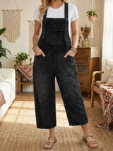 Aurevia | Denim Latzhose im Vintage-Look – Schwarz