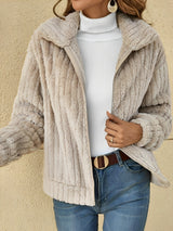 Kuscheliger Damen-Teddy-Mantel | Lässig – Aprikose