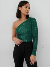 Calen | Das Perfekte One-Shoulder Top für Jeden Anlass – Grün