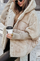 Damen Bomberjacke mit Kapuze | Modischer Schnitt – Beige
