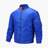 Herren Bomberjacke mit Reißverschluss und Ärmeltasche – Blau