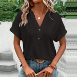 Danielle - Lässige Sommerbluse mit Knöpfen – Schwarz