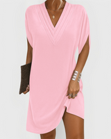 Rachel | V-Neck Casual Dress – Pink