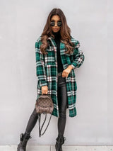 Teille - lange karierte jacke – Grün