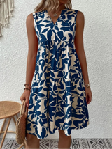 Greysen – Modisches Armelloses Blumen Kleid – Blau