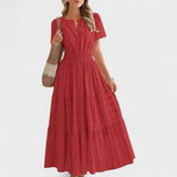 Maura - Sommerliches Maxikleid Mit kurzen Ärmeln – Rot