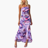 One Shoulder Blumenkleid für Damen - Elegantes Sommerkleid – Lila