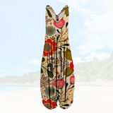 Zevaris – Overall mit weitem Bein im Boho-Stil – Beige