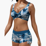 Twist-Bikini-Top mit Shorts - Damen Zweiteiler für den Sommer – Blau