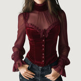 Lovina™ - Zeitlose elegante Bluse mit Spitzendetails und Ärmeln – Weinrot