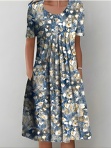Amelia - Plissiertes Softtouch-Kleid – Hellblau