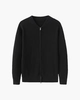 Bennett | Stehkragen Herren Rippstrick Reißverschluss Strickjacke – Schwarz