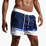 Gestreifte Badeshorts - Herren Schwimmshorts mit Kordelzug – Dunkelblau
