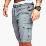 Herren Cargo Shorts mit Taschen und elastischem Bund für Sommer – Hellgrau