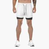 Herren Trainingsshorts mit Innenhose und Kordelzugbund – Weiß