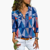 Fließende Bluse mit Blumenmuster - Damen Sommerlook – Blau