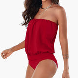 Eleganter Bandeau-Badeanzug - Damen Bademode für den Sommer – Rot