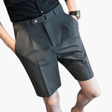 Herren Sommer Shorts mit Bundfalten und Gürtelschlaufen – Dunkelgrau
