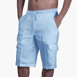 Herren Cargo Shorts mit Kordelzug und Taschen für den Sommer – Hellblau