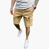 Herren Cargoshorts mit Kordelzug und Klappentaschen – Khaki