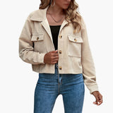 Button Closure Übergangsjacke für Damen – Khaki