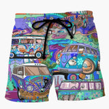 Bunte bedruckte Boardshorts für Männer - Sommerliche Strandmode – Blau