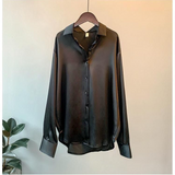 Melissa - lässige Satinbluse für Damen – Schwarz