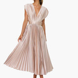 Elegantes Midikleid mit V-Ausschnitt - Damen Abendmode Farfetch – Champagner