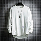 Leon | Herren Oversized Longsleeve Rundhals Langarm Basic – Weiß