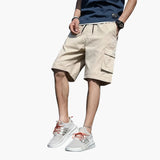 Herren Cargo Shorts mit Kordelzug und Klappentaschen – Khaki