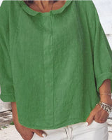 Aletheia – Elegante Bluse aus Baumwollleine – Grün