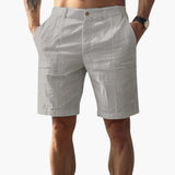 Herren Leinen Shorts mit Reißverschluss und Seitentaschen – Grau