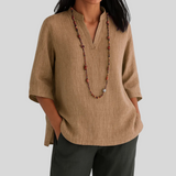Bernice – Bequeme Bluse Mit V-Ausschnitt – Camel