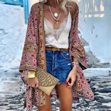 Elegante Boho Strickjacke – Rosa