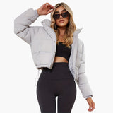 Damenkurze Jacke mit Kapuze und Reißverschluss – Dunkelgrau