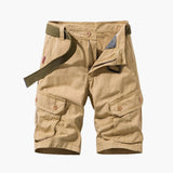 Herren Baumwoll-Cargo-Shorts mit Taschen und Gürtel – Braun
