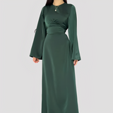 Rebecca - Lässiges langes Kleid für Damen – Grün