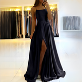 Shamcy - Stilvolles langes Kleid mit Schlitz – Schwarz