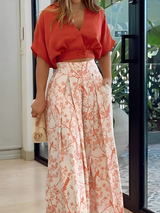 Hennie - Lässiges, locker sitzendes Set mit Print für Damen – Rot
