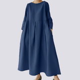 Veronica - Lockeres Kleid mit Taschen für Damen – Dunkelblau